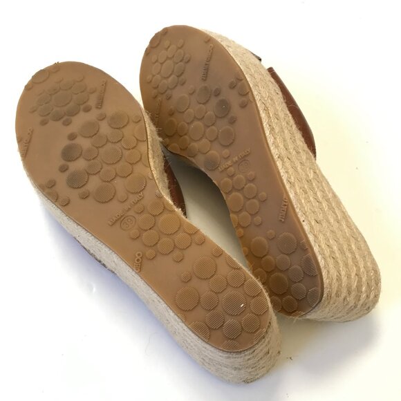 Jimmy Choo Dovina Wedge Sandals Womens 39 Brown Leather Open Toe Criss Cross - Picture 9 of 13